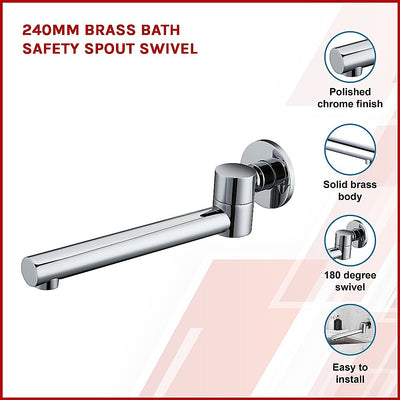 Dealsmate 240mm Brass Bath Safety Spout Swivel