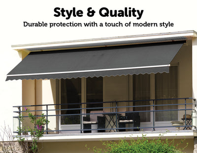 Dealsmate Outdoor Folding Arm Awning Retractable Sunshade Canopy Grey 5.0m x 3.0m