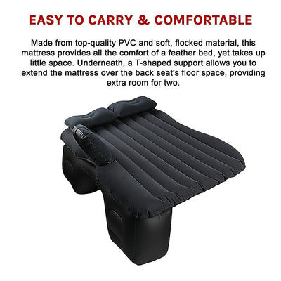 Dealsmate Inflatable Car Back Seat Mattress Portable Travel Camping Air Bed Rest Sleeping