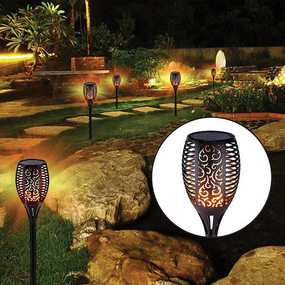 Dealsmate 10 Pack Solar Torch Lights 96 LED Flickering Lighting Dancing Flame Garden Lamp