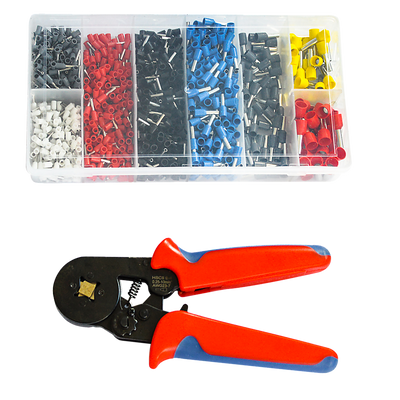 Dealsmate 1200Pcs Bootlace Ferrule Crimper kit 0.25-10mm2 Cord End Ratchet Crimping Tool