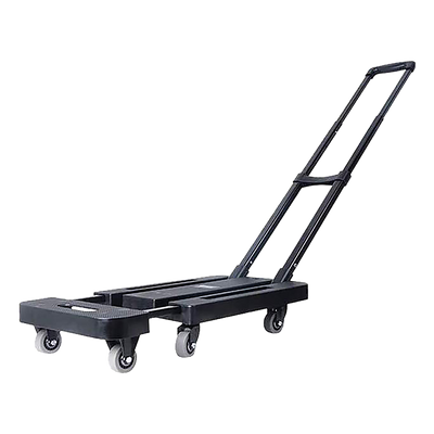 Dealsmate Foldable Hand Flatbed Trolley Cart 6 x 360 Degree Rotating Wheels with Maximum Load 200Kg