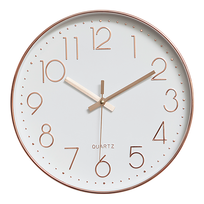 Dealsmate Modern Wall Clock Silent Non-Ticking Quartz Battery Operated Rose Gold
