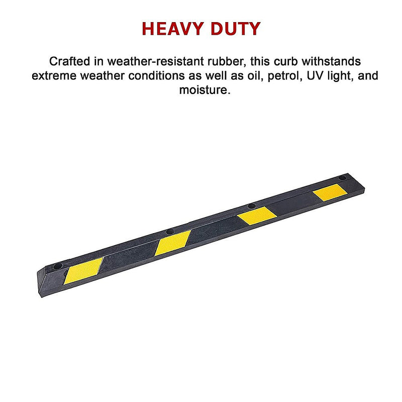 Dealsmate 180cm Heavy Duty Rubber Curb Parking Guide Wheel Driveway Stopper Reflective Yellow