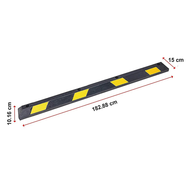 Dealsmate 180cm Heavy Duty Rubber Curb Parking Guide Wheel Driveway Stopper Reflective Yellow