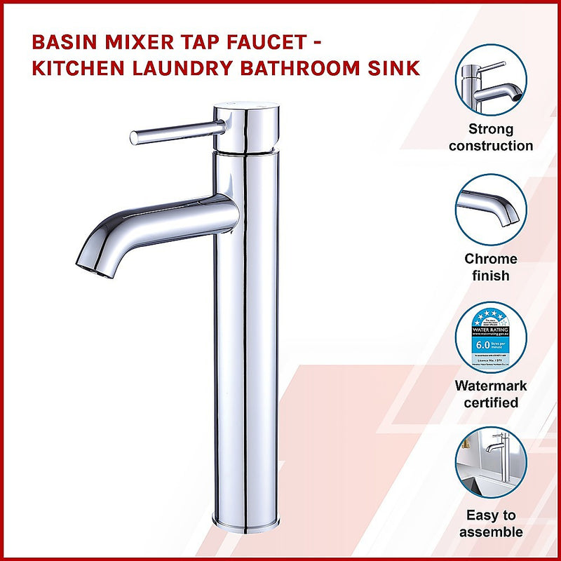 Dealsmate Tall Basin Mixer Tap Faucet -Kitchen Laundry Bathroom Sink