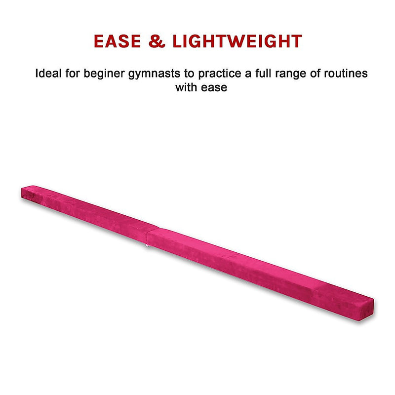 Dealsmate 2.2m Gymnastics Folding Balance Beam Pink Synthetic Suede