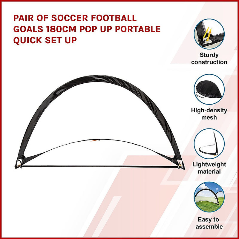 Dealsmate Pair of Soccer Football Goals 180cm Pop Up Portable Quick Set Up
