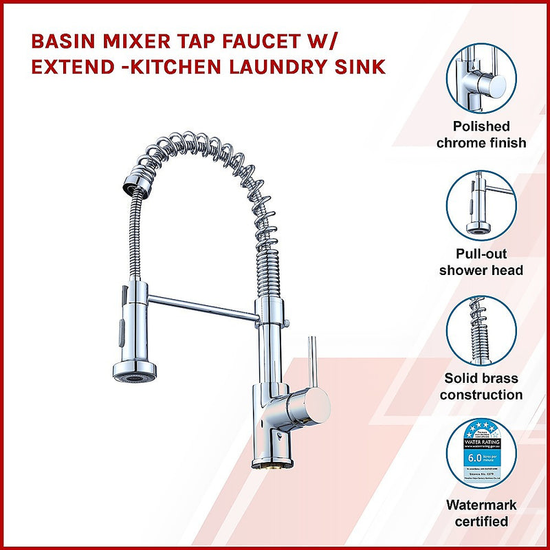 Dealsmate Basin Mixer Tap Faucet w/Extend -Kitchen Laundry Sink