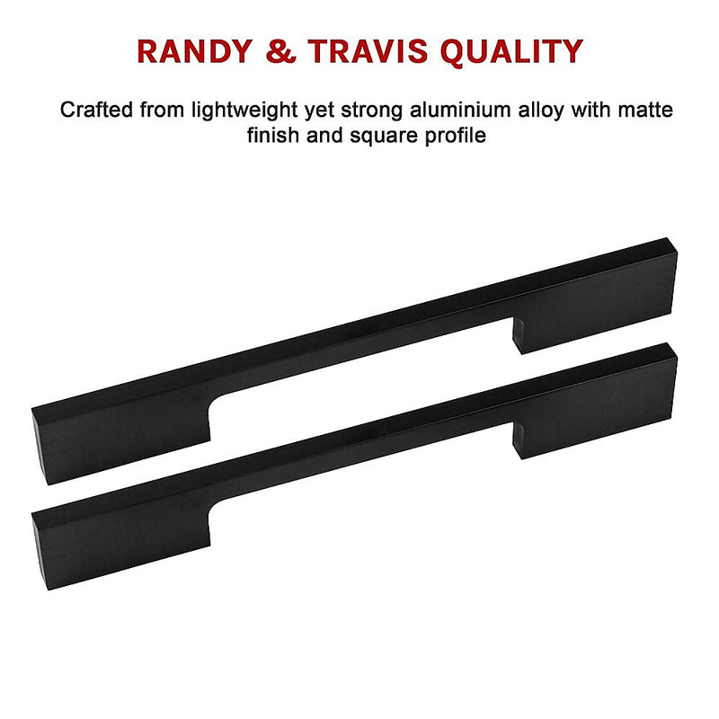 Dealsmate 5 x 128mm Kitchen Handle Cabinet Cupboard Door Drawer Handles square Black furniture pulls