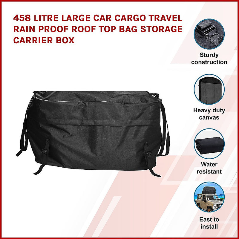 Dealsmate 458 Litre Large Car Cargo Travel Rain Proof Roof Top Bag Storage Carrier Box