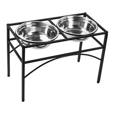 Dealsmate Dual Elevated Raised Pet Dog Puppy Feeder Bowl Stainless Steel Food Water Stand