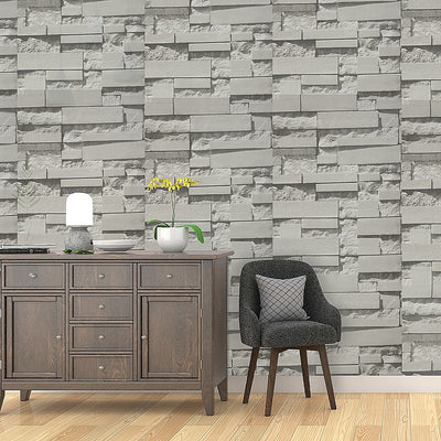 Dealsmate Wallpaper Brick Pattern 3D Textured Non-woven Wall Paper Roll