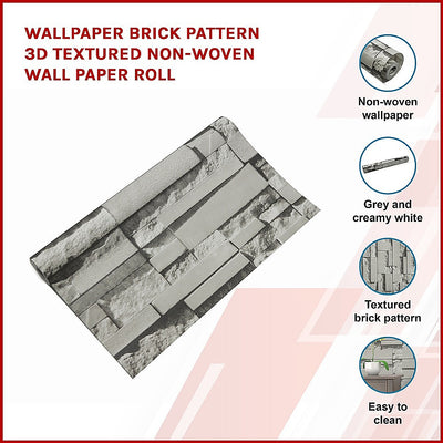 Dealsmate Wallpaper Brick Pattern 3D Textured Non-woven Wall Paper Roll