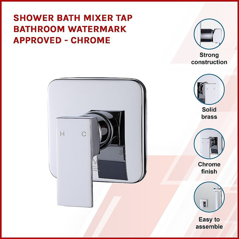 Dealsmate Shower Bath Mixer Tap Bathroom WATERMARK Approved - Chrome