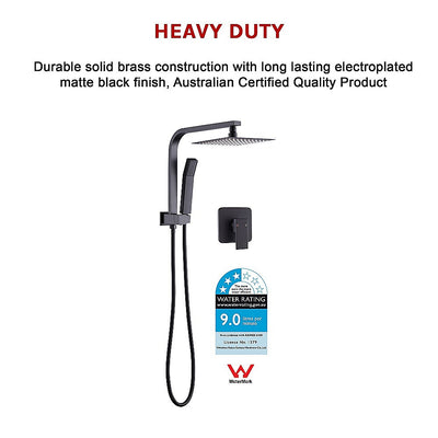 Dealsmate WELS 8 Rain Shower Head Set Square Dual Heads Faucet High Pressure With Mixer