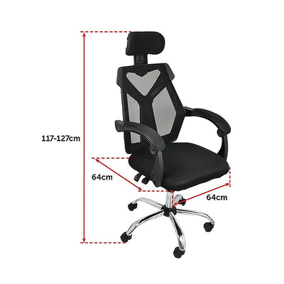 Dealsmate Office Chair Gaming Computer Chairs Mesh Back Foam Seat - Black