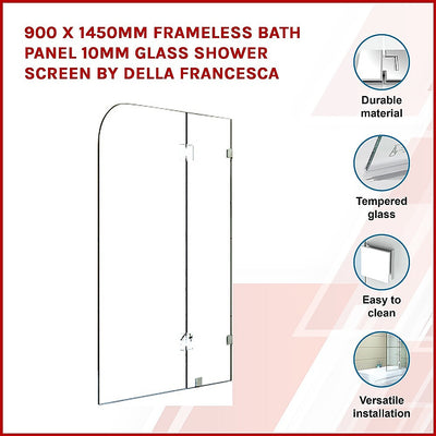 Dealsmate 900 x 1450mm Frameless Bath Panel 10mm Glass Shower Screen By Della Francesca