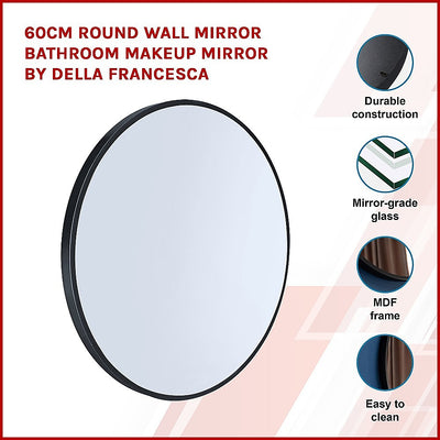 Dealsmate 60cm Round Wall Mirror Bathroom Makeup Mirror by Della Francesca