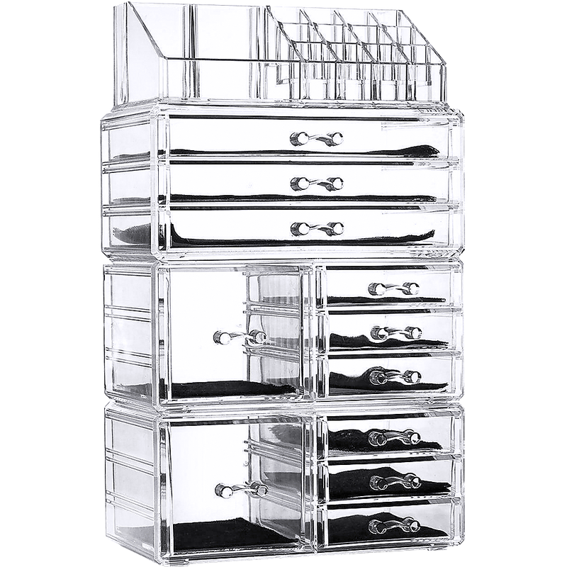 Dealsmate 11 Drawers Clear Acrylic Tower Organiser Cosmetic jewellery Luxury Storage Cabinet