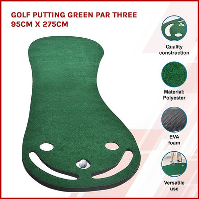 Dealsmate Golf Putting Green Par Three 95cm x 275cm