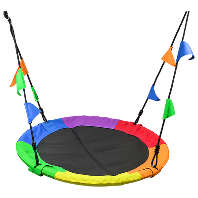 Dealsmate 1m Tree Swing in Multi-Color Rainbow Kids Indoor/Outdoor Round Mat Saucer Swing