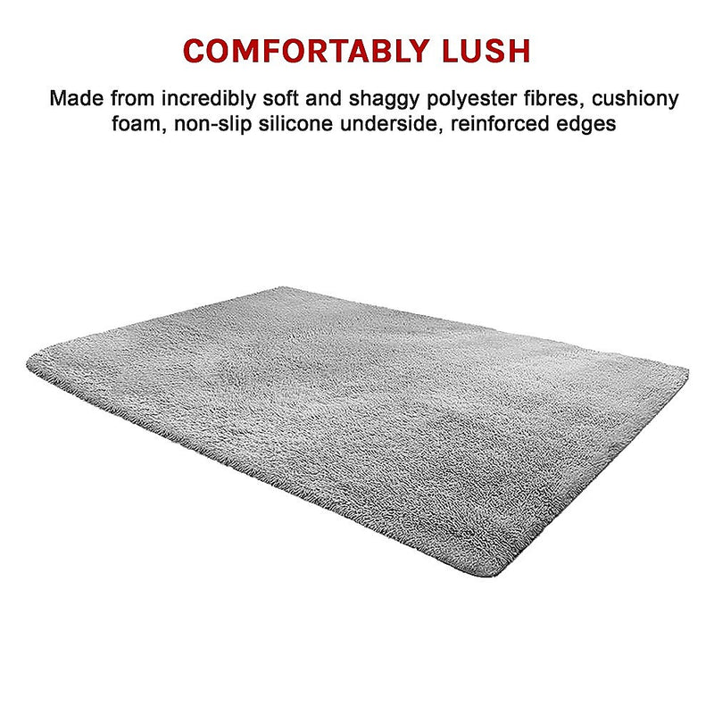 Dealsmate 230x160cm Floor Rugs Large Shaggy Rug Area Carpet Bedroom Living Room Mat - Grey
