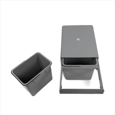 Dealsmate 2x 15L Pull Out Trash Bin Dual Kitchen Garbage Waste Basket Cabinet Bin