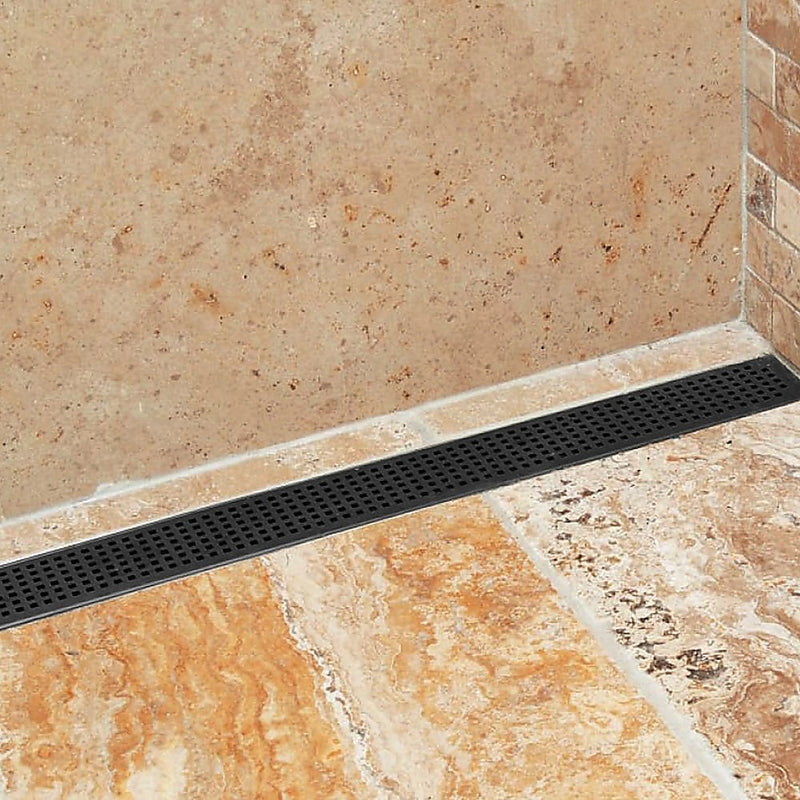 Dealsmate 1200mm Bathroom Shower Black Grate Drain w/Centre outlet Floor Waste Square Pattern