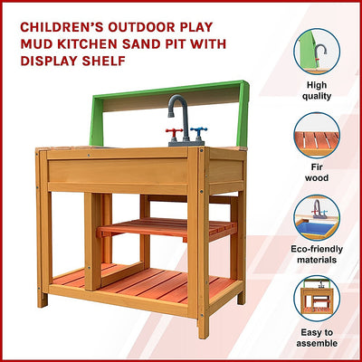 Dealsmate Children’s Outdoor Play Mud Kitchen Sand Pit with Display Shelf