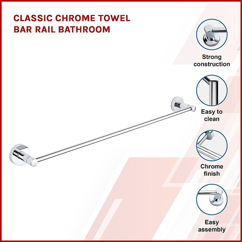 Dealsmate Classic Chrome Towel Bar Rail Bathroom