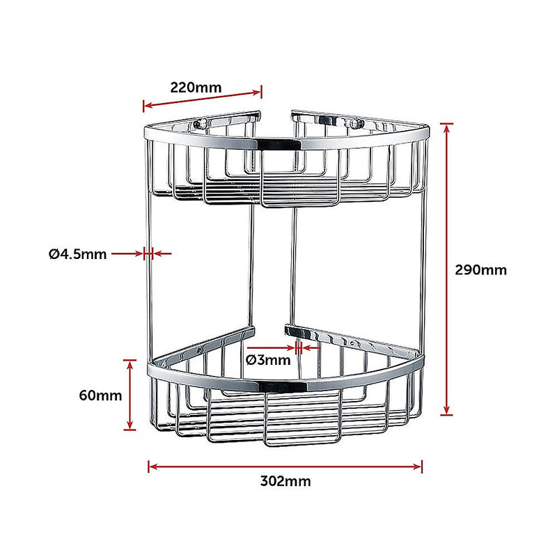 Dealsmate 2-Tier Corner Bathroom Basket Shelf Rail Rack