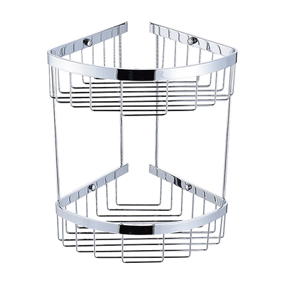 Dealsmate 2-Tier Corner Bathroom Basket Shelf Rail Rack