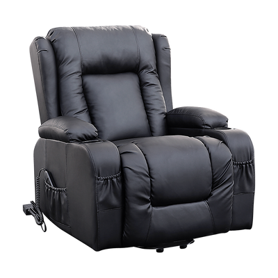 Dealsmate Recliner Chair Electric Massage Chair Lift Heated Leather Lounge Sofa Black