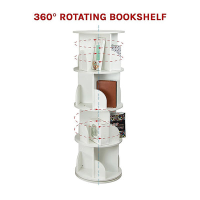 Dealsmate 360-degree Rotating 4 Tier Display Shelf Bookcase Organiser