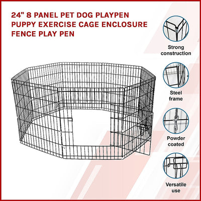 Dealsmate 24 8 Panel Pet Dog Playpen Puppy Exercise Cage Enclosure Fence Play Pen