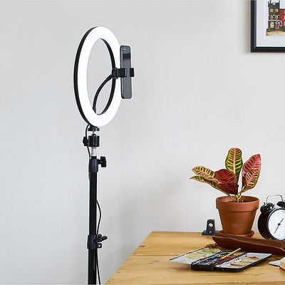 Dealsmate 10 LED Selfie Ring Light with 1.6M Tripod Stand Phone Holder Photo Live Makeup