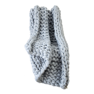 Dealsmate Hand Knitted Chunky Blanket Thick Acrylic Yarn Blanket Home Decor Throw Rug - Grey