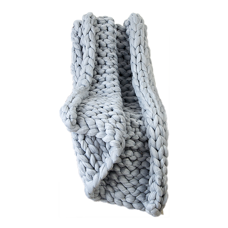Dealsmate Hand Knitted Chunky Blanket Thick Acrylic Yarn Blanket Home Decor Throw Rug - Grey