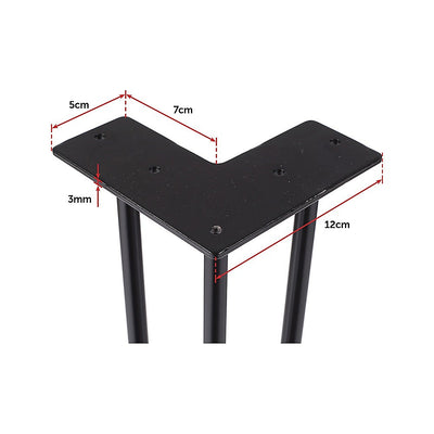 Dealsmate Set of 4 Industrial 3-Rod Retro Hairpin Table Legs 12mm Steel Bench Desk - 41cm Black