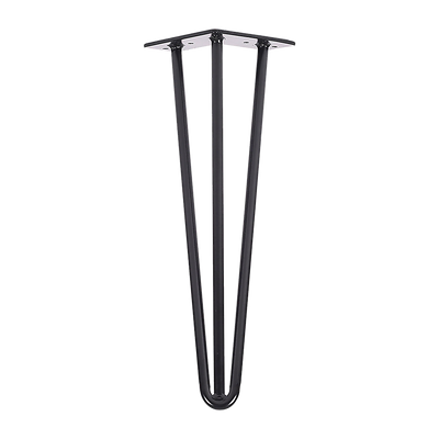 Dealsmate Set of 4 Industrial 3-Rod Retro Hairpin Table Legs 12mm Steel Bench Desk - 41cm Black