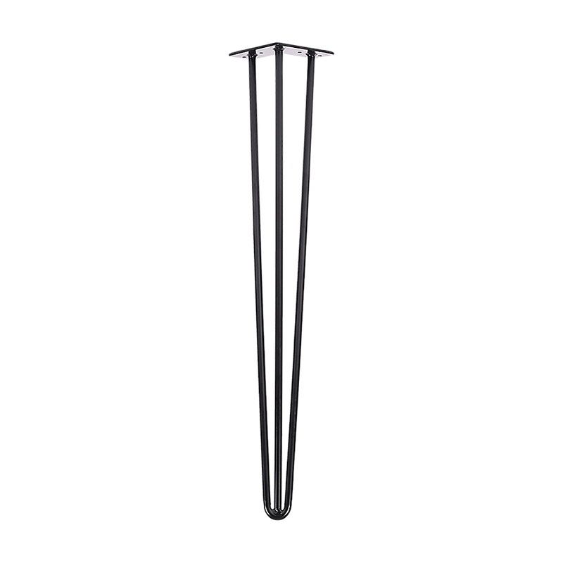 Dealsmate Set of 4 Industrial 3-Rod Retro Hairpin Table Legs 12mm Steel Bench Desk - 71cm Black