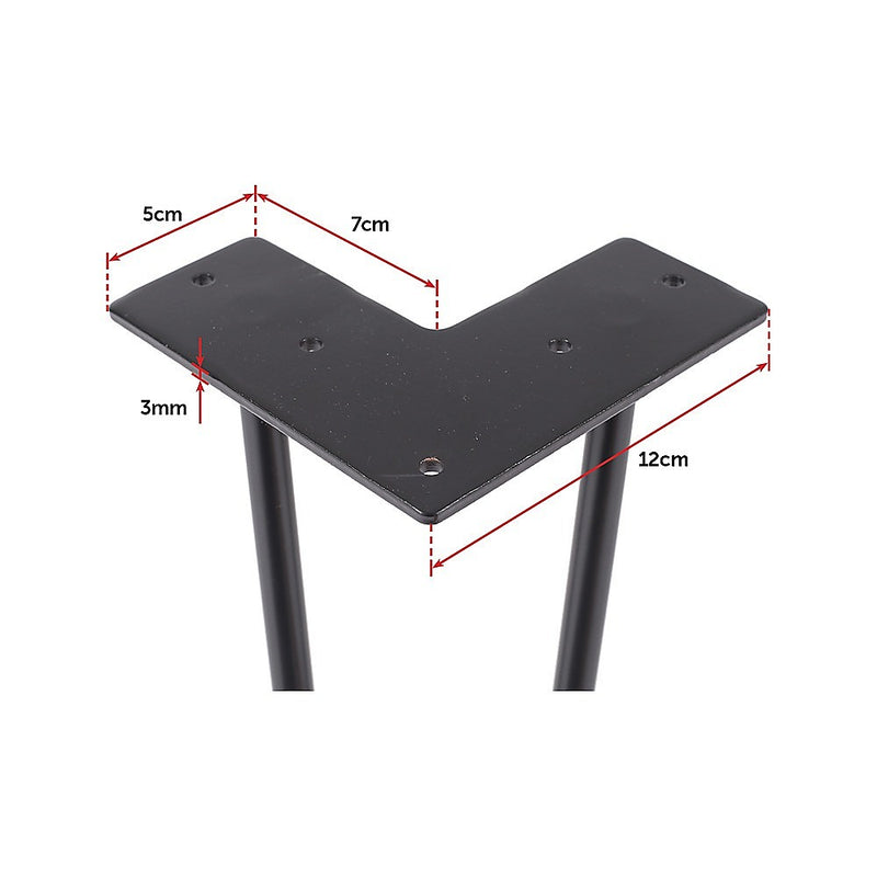 Dealsmate Set of 4 Industrial Retro Hairpin Table Legs 12mm Steel Bench Desk - 11cm Black