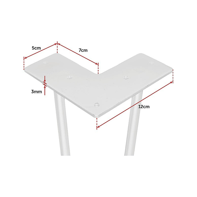 Dealsmate Set of 4 Industrial Retro Hairpin Table Legs 12mm Steel Bench Desk - 11cm White