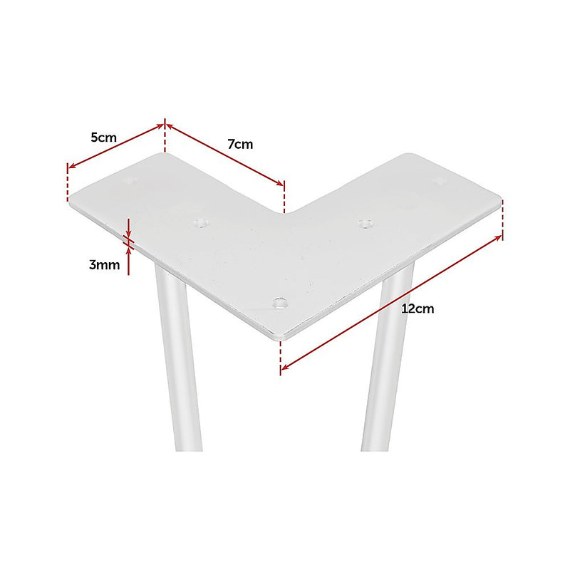 Dealsmate Set of 4 Industrial Retro Hairpin Table Legs 12mm Steel Bench Desk - 71cm White