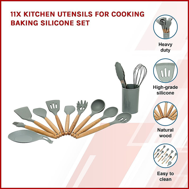 Dealsmate 11x Kitchen Utensils for Cooking Baking Silicone Set