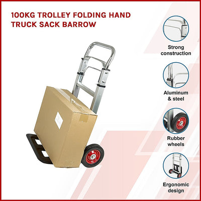 Dealsmate 100kg Trolley Folding Hand Truck Sack Barrow