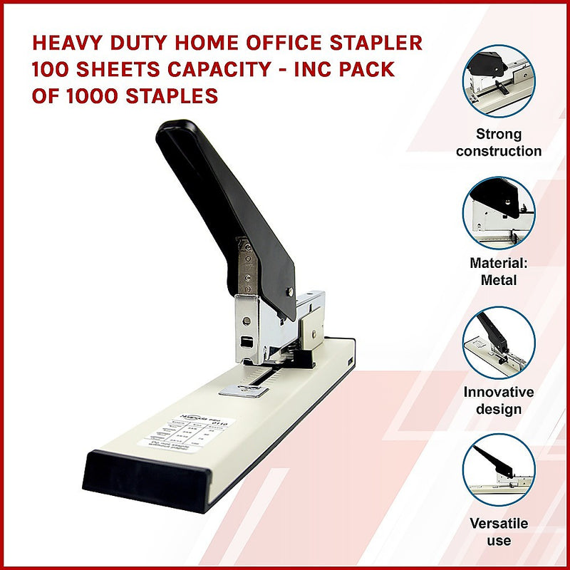 Dealsmate Heavy Duty Home Office Stapler 100 sheets capacity - Inc Pack of 1000 staples