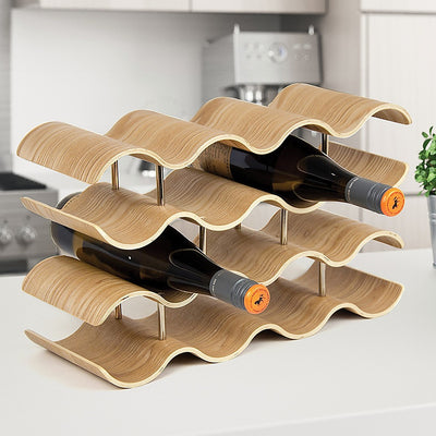 Dealsmate Wooden Wave Wine Rack/Creative Home Grape Wine Holder Shelf Cabinet/Bottle Rack