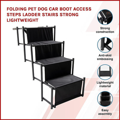 Dealsmate Folding Pet Dog Car Boot Access Steps Ladder Stairs Strong Lightweight